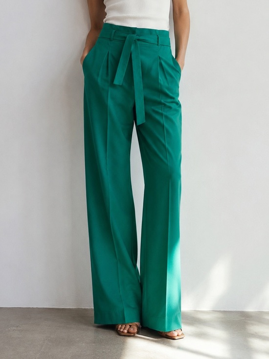 Ann Taylor Pants - NWT Ann Taylor Emerald Green High Rise Tie Waist Wide Leg Pants Size 10